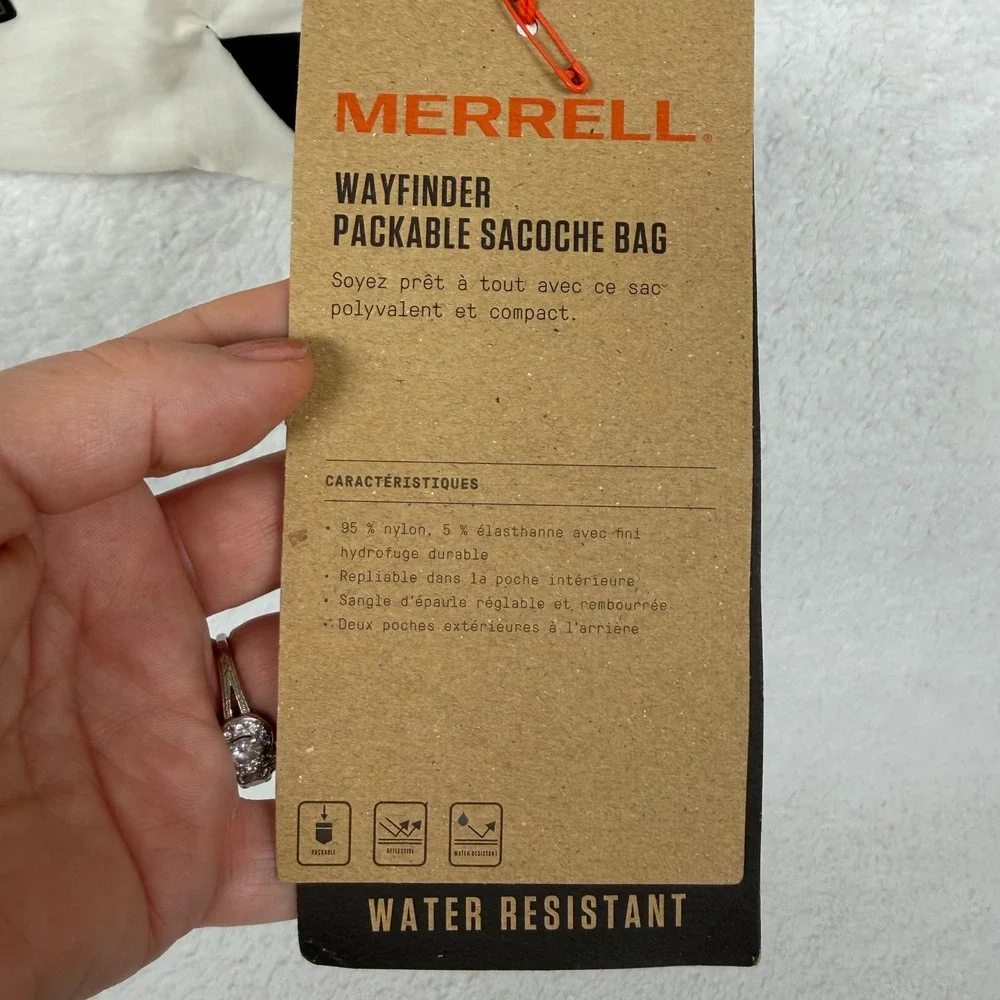 Merrell Wayfinder Packable Sacoche Bag White Black Water Resistant Crossbody - Picture 3 of 13
